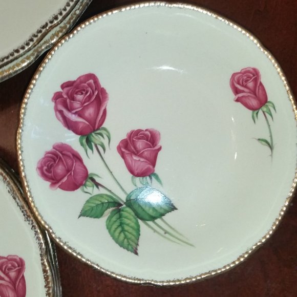 Vintage Anniversary Rose dishes Staffordshire England Royal Swan - Picture 3 of 9